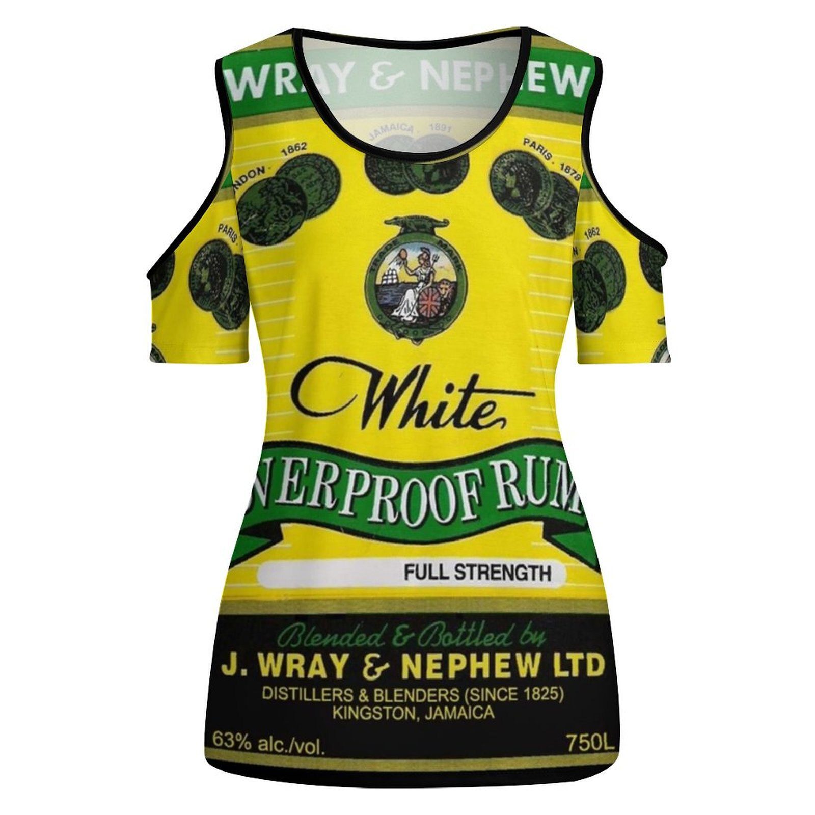 Wray & Nephew New Fashion Zip Off Shoulder Top Short-Sleeve Women Shirt Wray Nephew Jamaica
