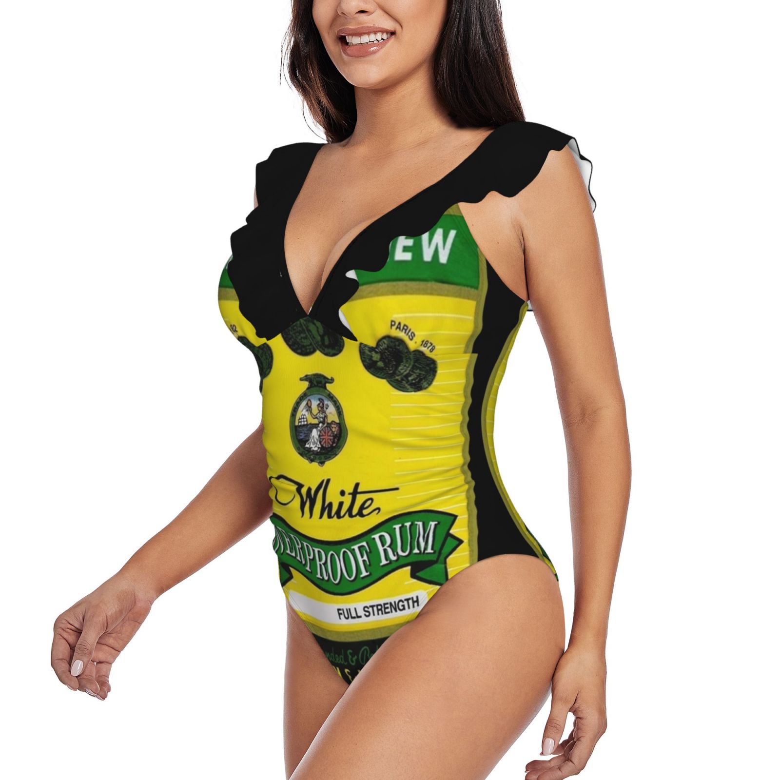 Wray & Nephew Monokini New Ruffle One Piece Swimsuit Female Sexy Swimwear Women Print Bathing Suit Wray Nephew Jamaica