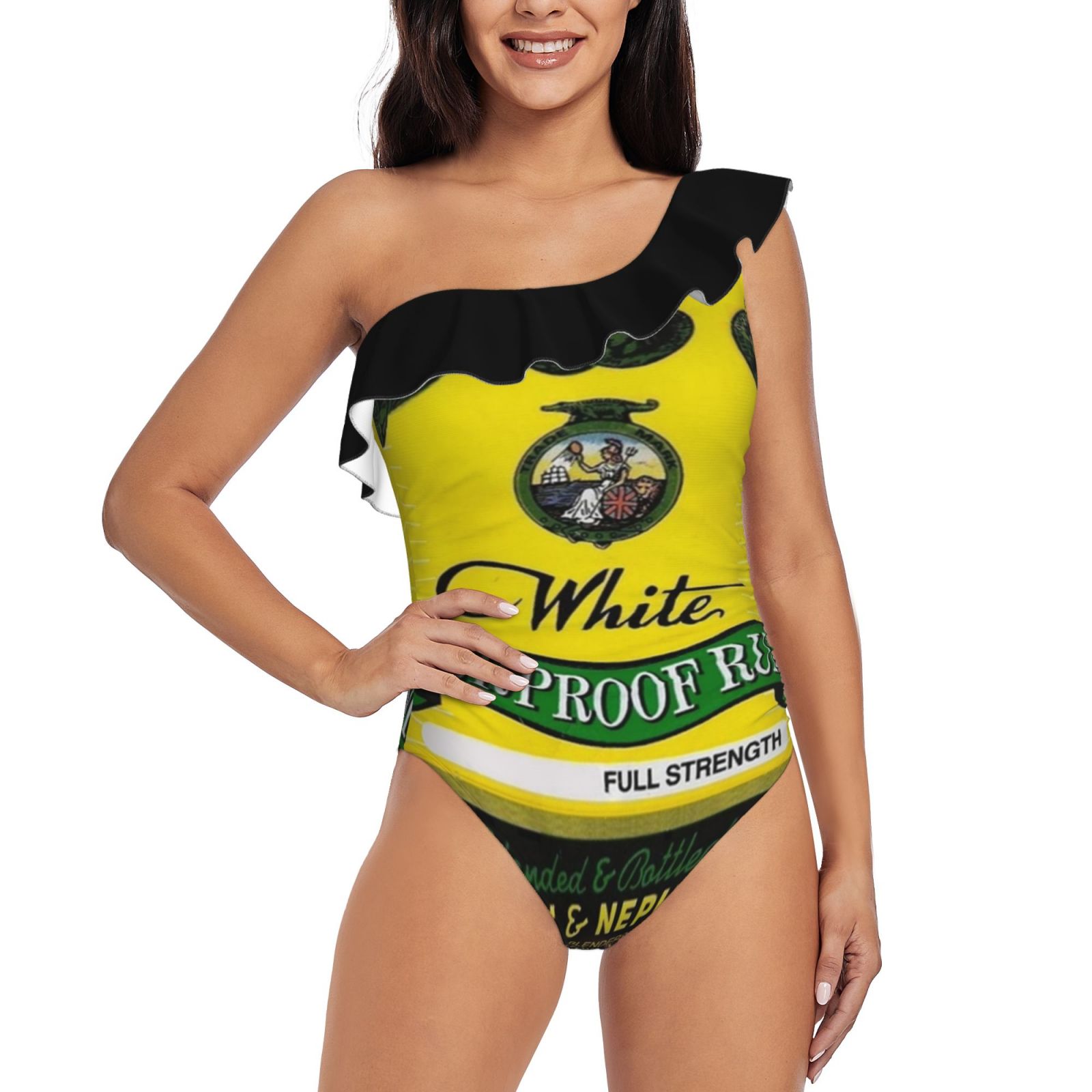 Wray & Nephew Monokini New Ruffle One Piece Swimsuit Female Sexy Swimwear Women Print Bathing Suit Wray Nephew Jamaica