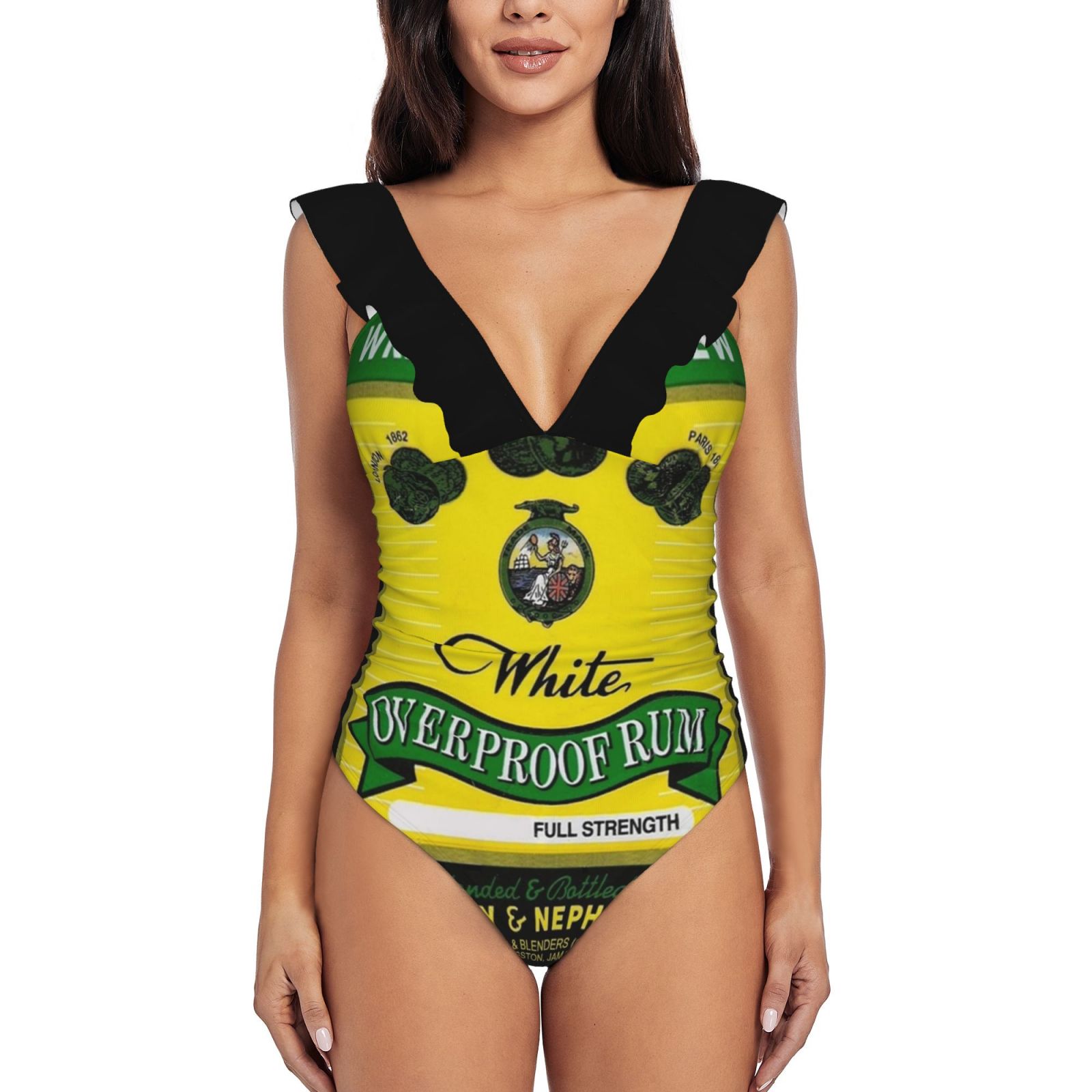 Wray & Nephew Monokini New Ruffle One Piece Swimsuit Female Sexy Swimwear Women Print Bathing Suit Wray Nephew Jamaica