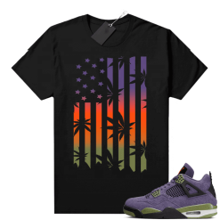 Canyon Purple 4s Unisex Shirts Sneaker Match T Shirt Black Kush Flag Men Streetwear 100% Cotton