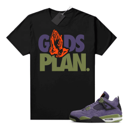 Canyon Purple 4s Unisex Shirts Sneaker Match T Shirt Black Gods Plan 100% Cotton Graphic