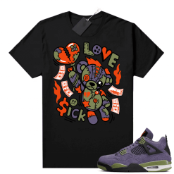 Canyon Purple 4s Unisex Shirts Sneaker Match T Shirt Black Love Sick Bear 100% Cotton