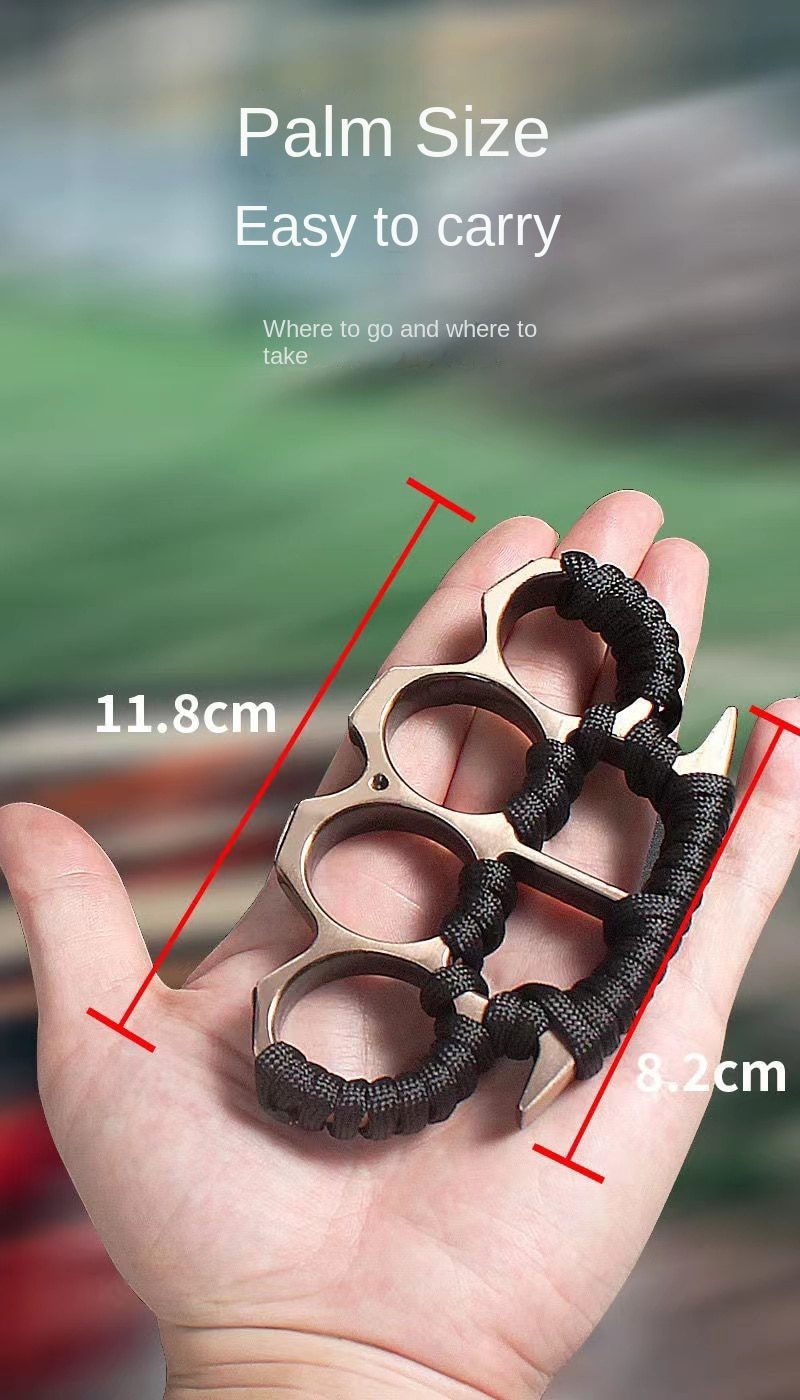 Self-defense wolf Brass knuckles finger jab vehicle mounted escape device ring ring thickened hand brace fist buckle