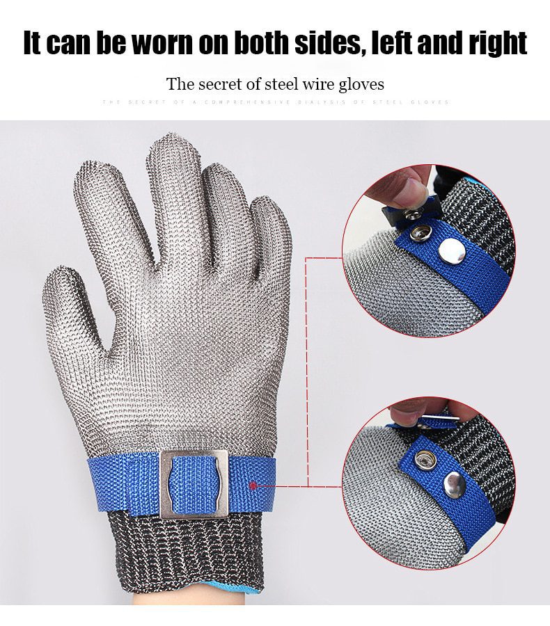 Grade 5 anti Anti cutting gloves stainless steel wire anti cutting self-protection gloves labor prying oyster metal gloves