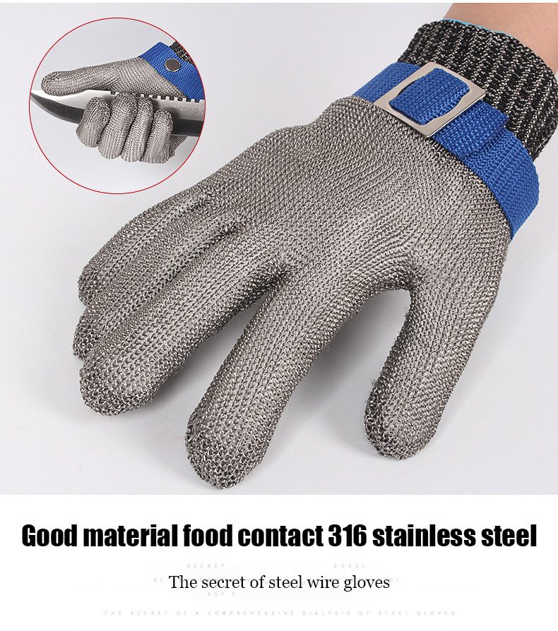 Grade 5 anti Anti cutting gloves stainless steel wire anti cutting self-protection gloves labor prying oyster metal gloves