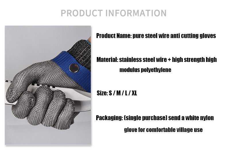 Grade 5 anti Anti cutting gloves stainless steel wire anti cutting self-protection gloves labor prying oyster metal gloves