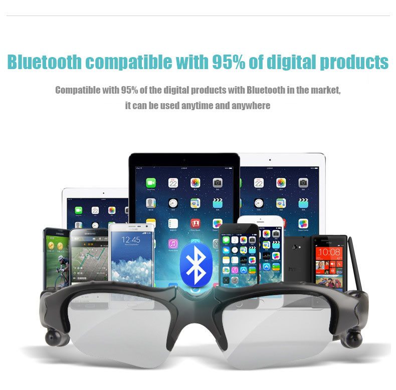 Wireless night vision Bluetooth glasses headset with talk multifunction intelligent polarized sun ink lens with earplug