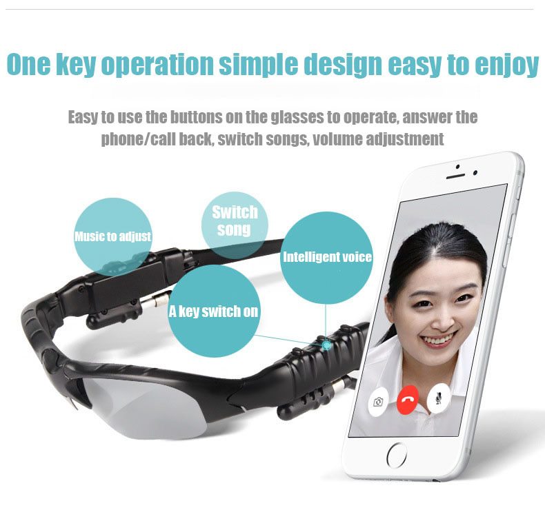 Wireless night vision Bluetooth glasses headset with talk multifunction intelligent polarized sun ink lens with earplug