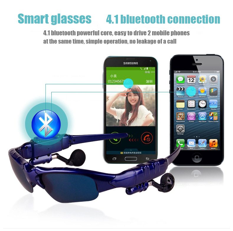 Wireless night vision Bluetooth glasses headset with talk multifunction intelligent polarized sun ink lens with earplug