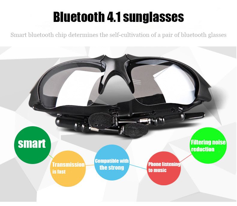 Wireless night vision Bluetooth glasses headset with talk multifunction intelligent polarized sun ink lens with earplug