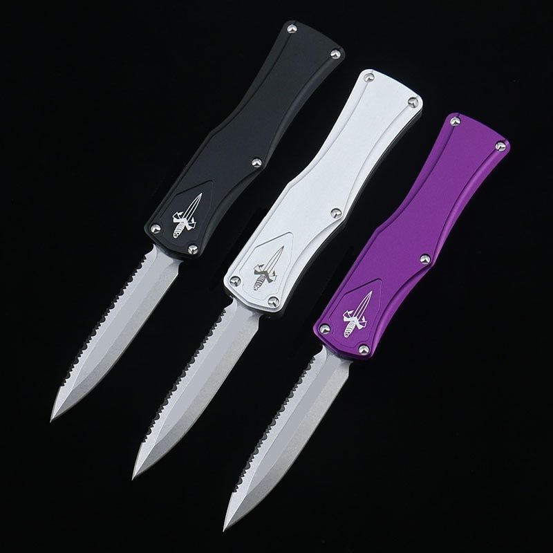 DQF Version MiRo-Hera OTF Pocket Knife Black Bade D2 Steel Stone Washing Utility EDC Tools Kitchen Knives