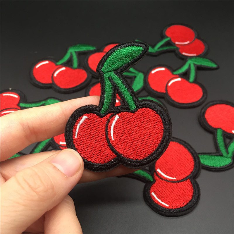 Cherry Fruit Cute Clothing Patch Size: 4.8x5.6cm Diy Embroidered Iron On Patch for Clothes Sticker Girls T-Shirt Dress Appliques