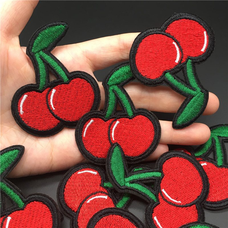 Cherry Fruit Cute Clothing Patch Size: 4.8x5.6cm Diy Embroidered Iron On Patch for Clothes Sticker Girls T-Shirt Dress Appliques