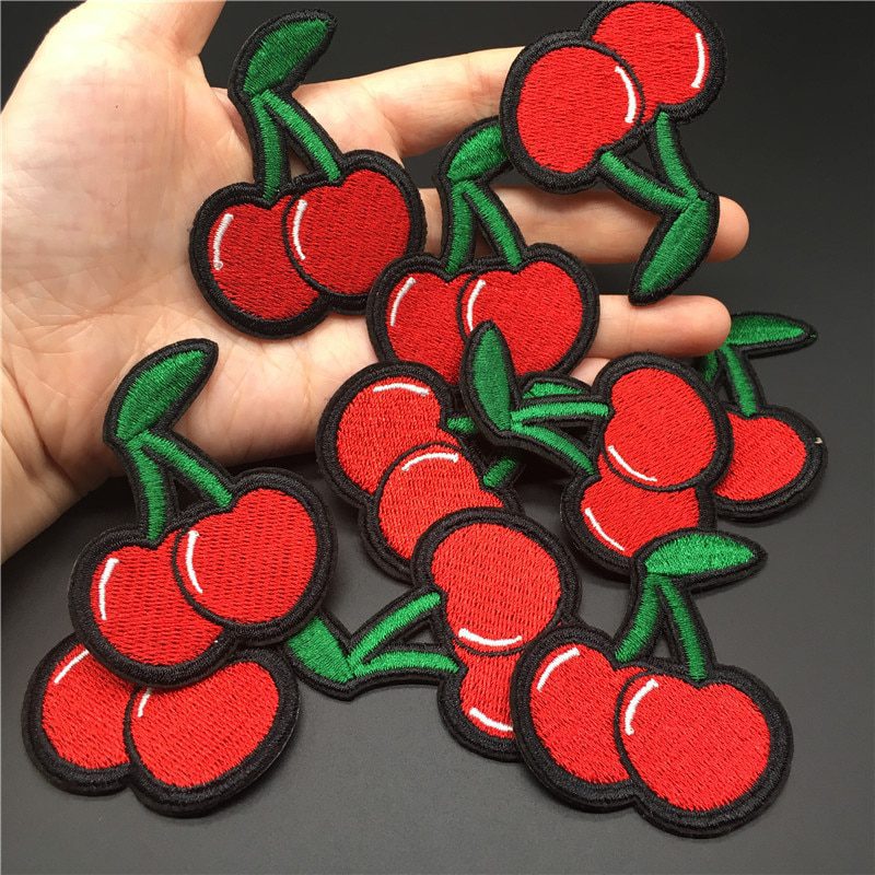 Cherry Fruit Cute Clothing Patch Size: 4.8x5.6cm Diy Embroidered Iron On Patch for Clothes Sticker Girls T-Shirt Dress Appliques