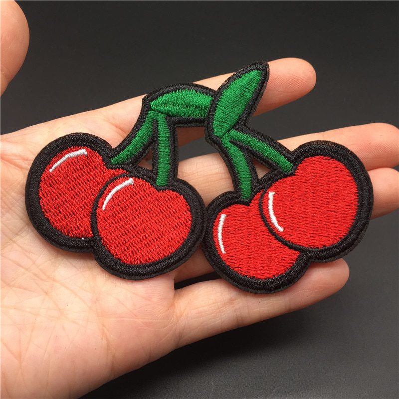 Cherry Fruit Cute Clothing Patch Size: 4.8x5.6cm Diy Embroidered Iron On Patch for Clothes Sticker Girls T-Shirt Dress Appliques