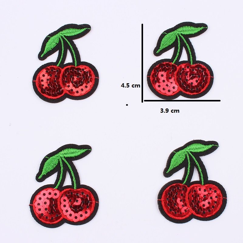 10pcs/lot Iron On Sequined Small Cherry Patch Cartoon Fruits Sticker for Garments DIY Jeans Backpack Pants Appliques Sew Badge1.