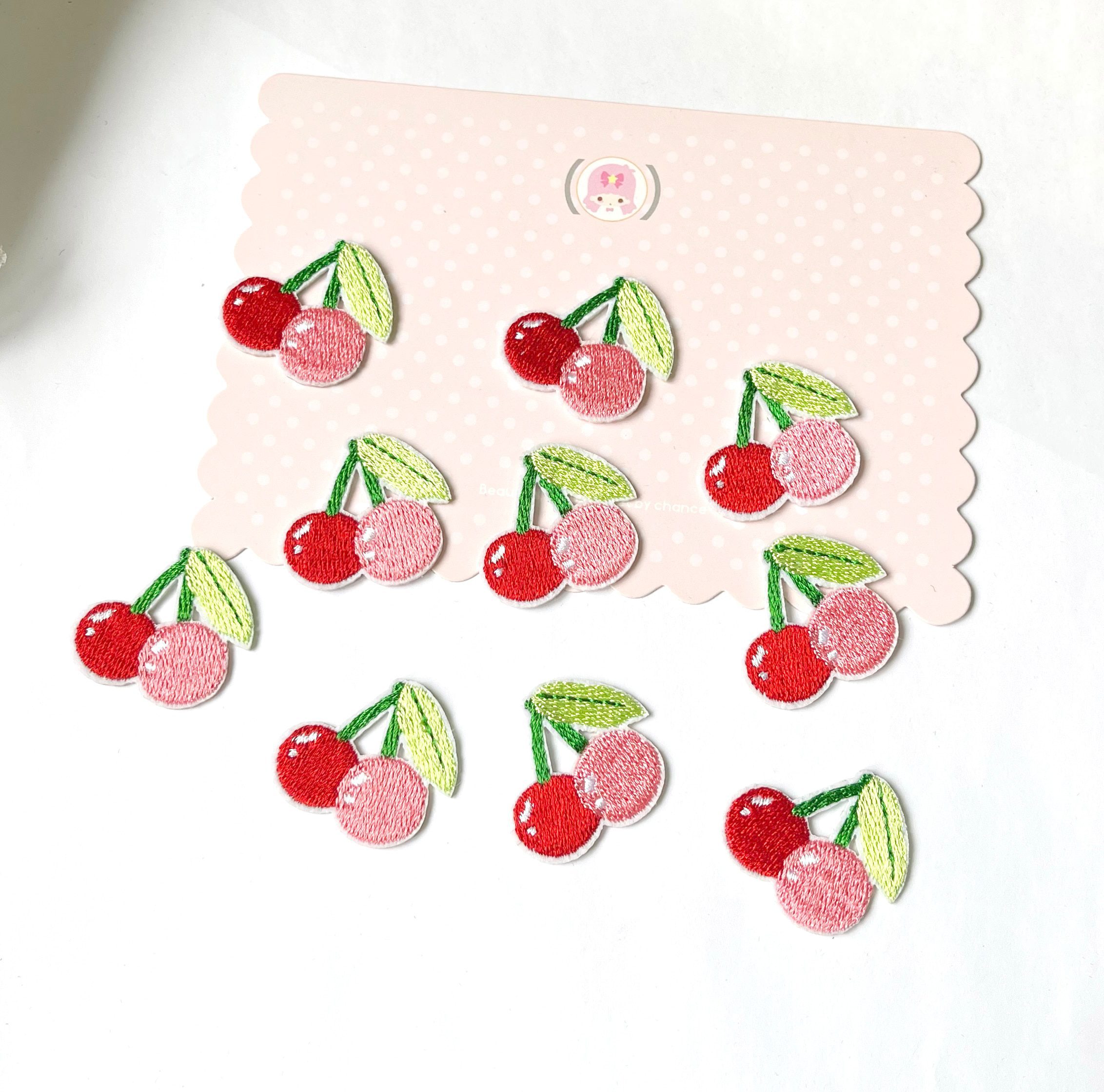 AHYONNIEX 10pcs/lot Embroidery Cherry Repair Patches Bag Jacket Jeans Strip Iron On Patches for Clothes Small Glue Sticker