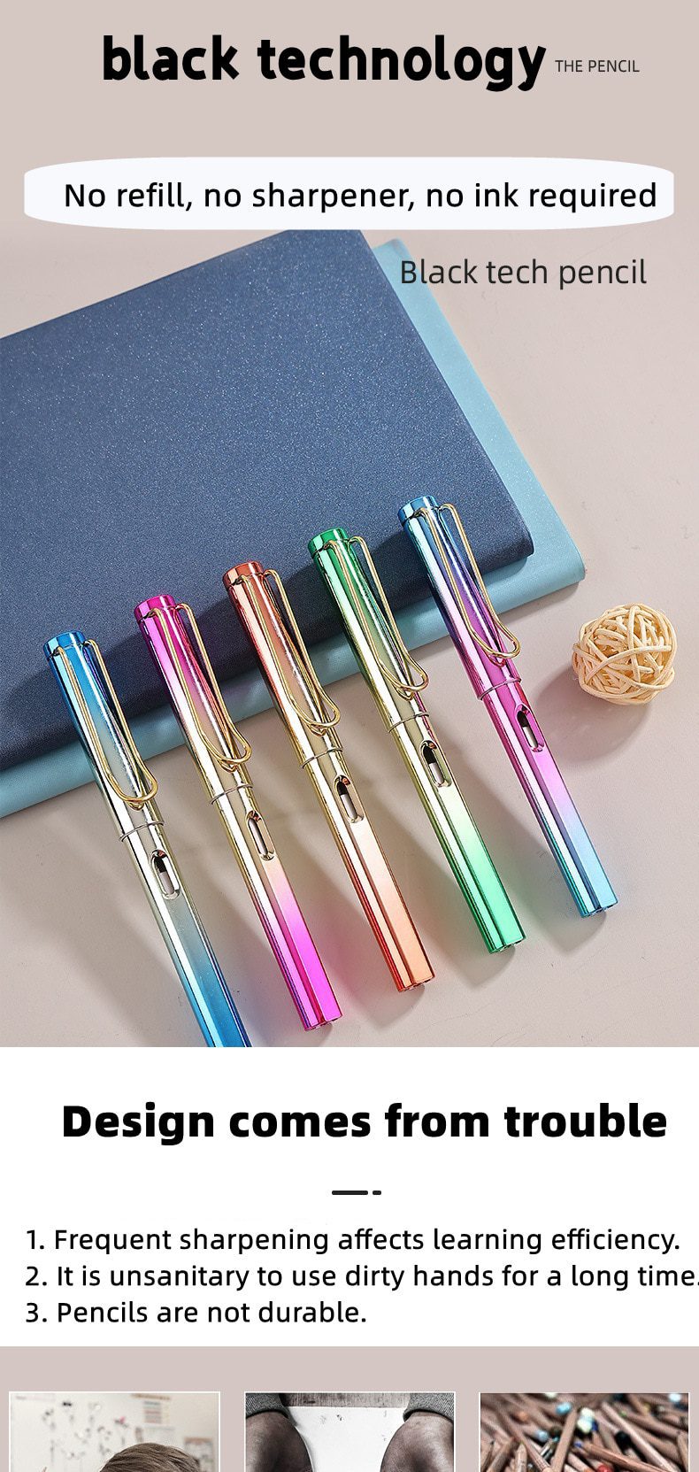 New Technology Colorful Unlimited Writing Eternal Pencil No Ink Pen Magic Pencils Painting Supplies Novelty Gifts Stationery