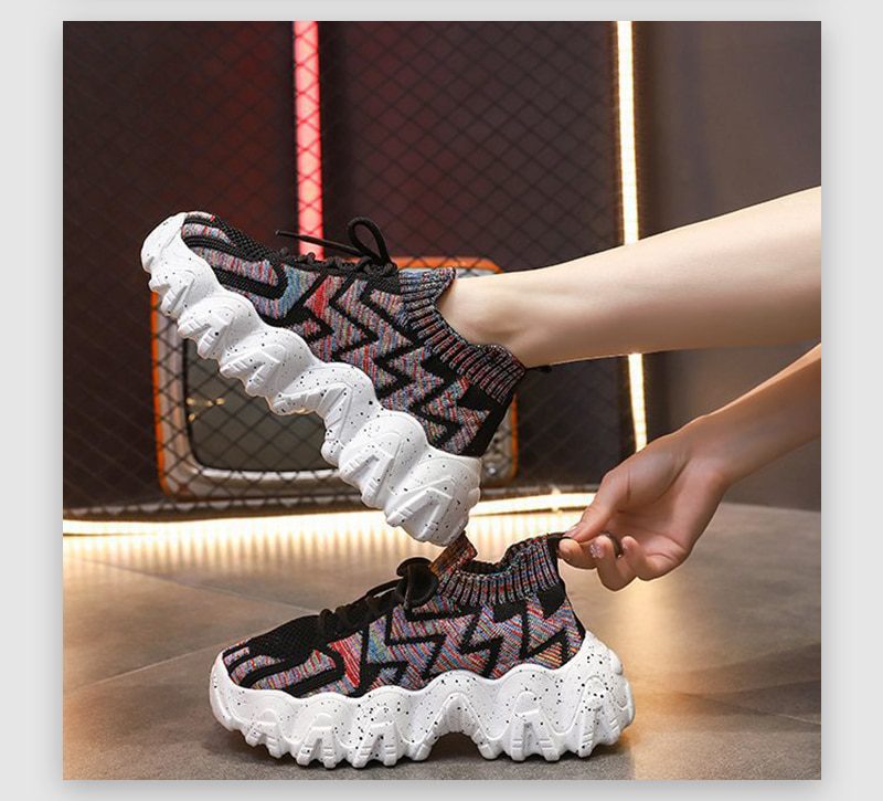 2021 Women Platform Sneakers Woman Autumn Sport Shoes Female Casual Vulcanized Ladies Plus Size Lace Up Mesh Breathable Footwear