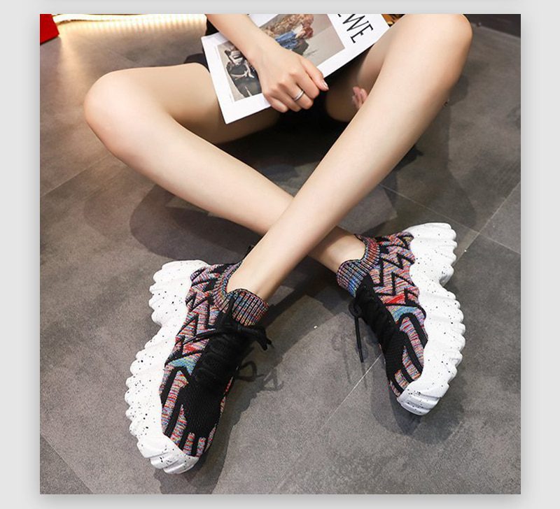 2021 Women Platform Sneakers Woman Autumn Sport Shoes Female Casual Vulcanized Ladies Plus Size Lace Up Mesh Breathable Footwear