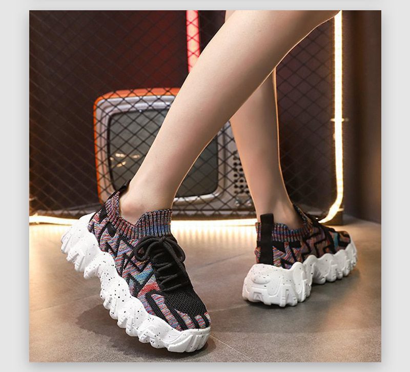 2021 Women Platform Sneakers Woman Autumn Sport Shoes Female Casual Vulcanized Ladies Plus Size Lace Up Mesh Breathable Footwear