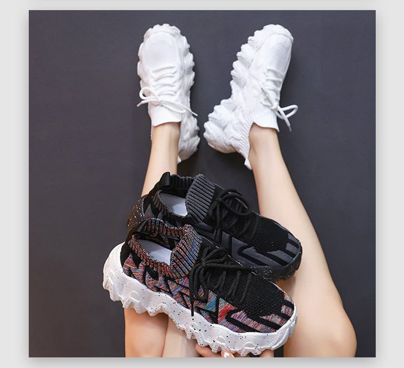 2021 Women Platform Sneakers Woman Autumn Sport Shoes Female Casual Vulcanized Ladies Plus Size Lace Up Mesh Breathable Footwear