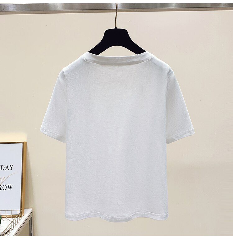 Cherry Embroidery Summer Women T-shirt Tops Women Short Sleeve Sweet Fashion Loose Tees Square Collar Chic Ladies Womens Clothes