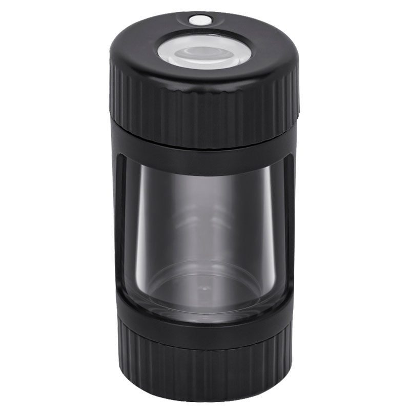 8-times magnification LED jar container with crushing function pipe stash can storage for stock herb sealed smoking accessories