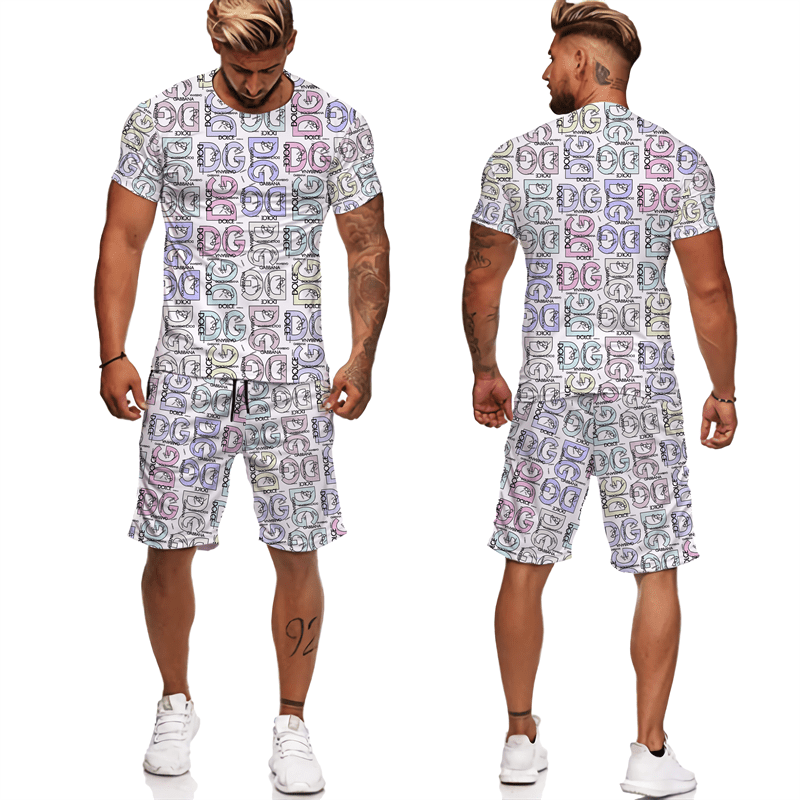 Newest Summer Men's Letter Printed Tees/Shorts/Sets Brand Fashion T-Shirts Couple Sportswear Hip Hop Casual Street Clothing Suit