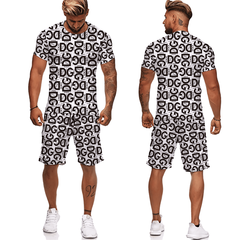 Newest Summer Men's Letter Printed Tees/Shorts/Sets Brand Fashion T-Shirts Couple Sportswear Hip Hop Casual Street Clothing Suit