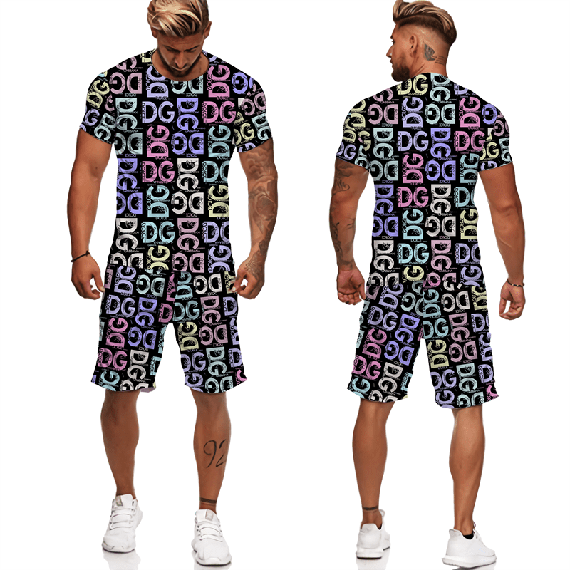 Newest Summer Men's Letter Printed Tees/Shorts/Sets Brand Fashion T-Shirts Couple Sportswear Hip Hop Casual Street Clothing Suit