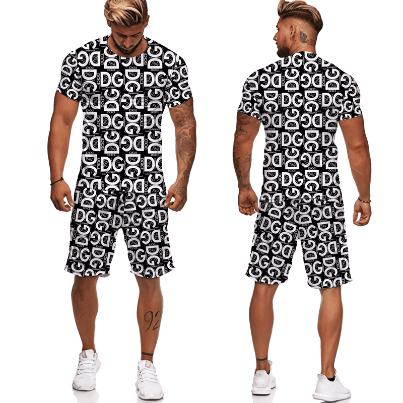 Newest Summer Men's Letter Printed Tees/Shorts/Sets Brand Fashion T-Shirts Couple Sportswear Hip Hop Casual Street Clothing Suit