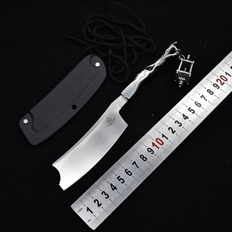 D2 Blade Fixed Razor Stainless Steel Handle Skull Head Hand-made Ornaments Outdoor Hunting Knife Survival Camping Tool Collect