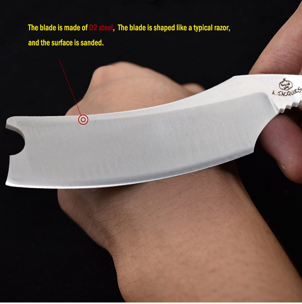 D2 Blade Fixed Razor Stainless Steel Handle Skull Head Hand-made Ornaments Outdoor Hunting Knife Survival Camping Tool Collect