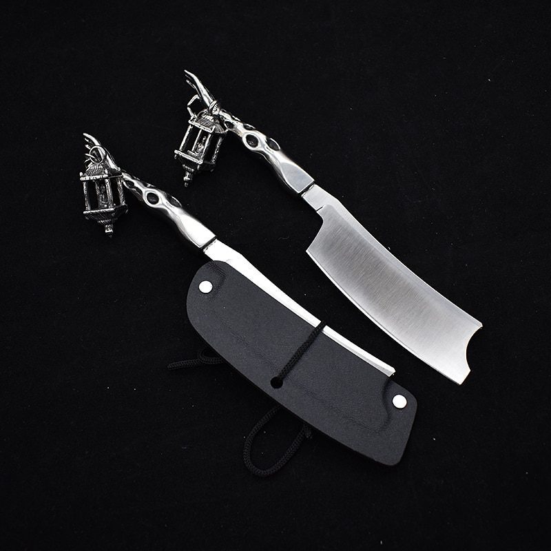 D2 Blade Fixed Razor Stainless Steel Handle Skull Head Hand-made Ornaments Outdoor Hunting Knife Survival Camping Tool Collect