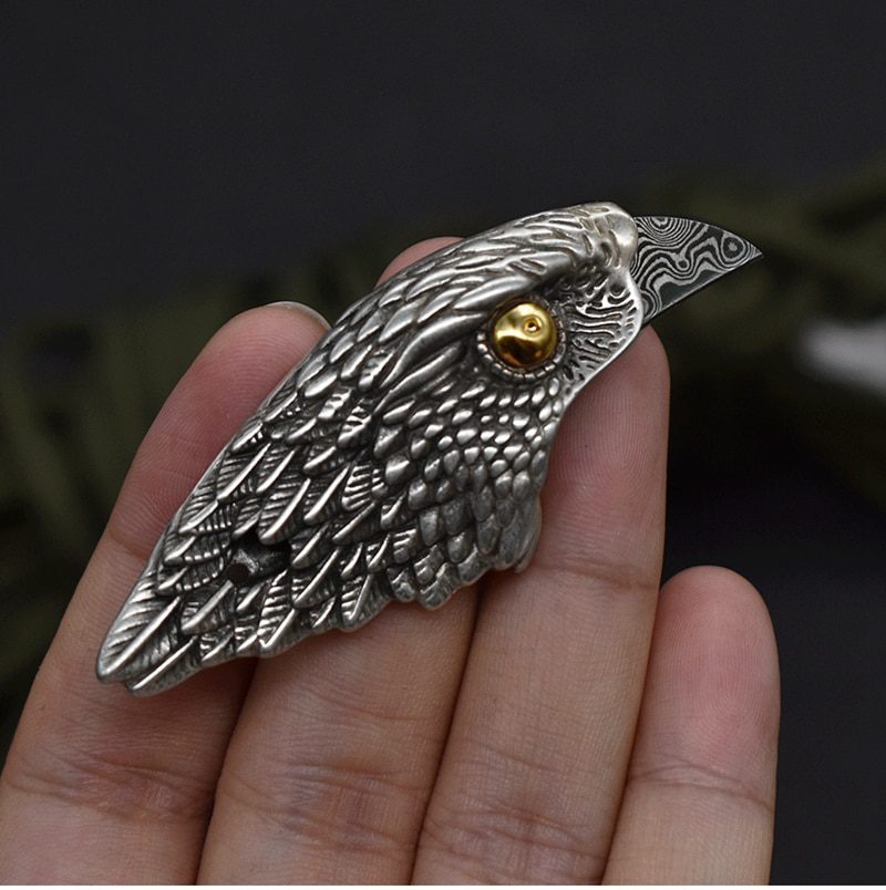 Damascus Steel Ghost Head Knife Skull Tea Cone Handmade Tea Needle M390 blade Camping Tool Self-defense Knife Fixed Blade knife