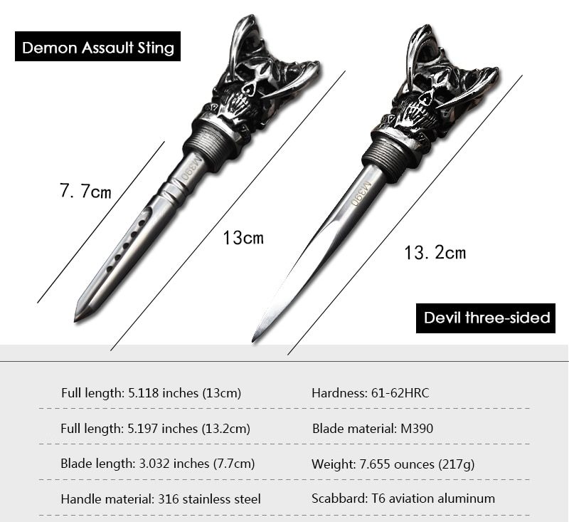 Damascus Steel Ghost Head Knife Skull Tea Cone Handmade Tea Needle M390 blade Camping Tool Self-defense Knife Fixed Blade knife