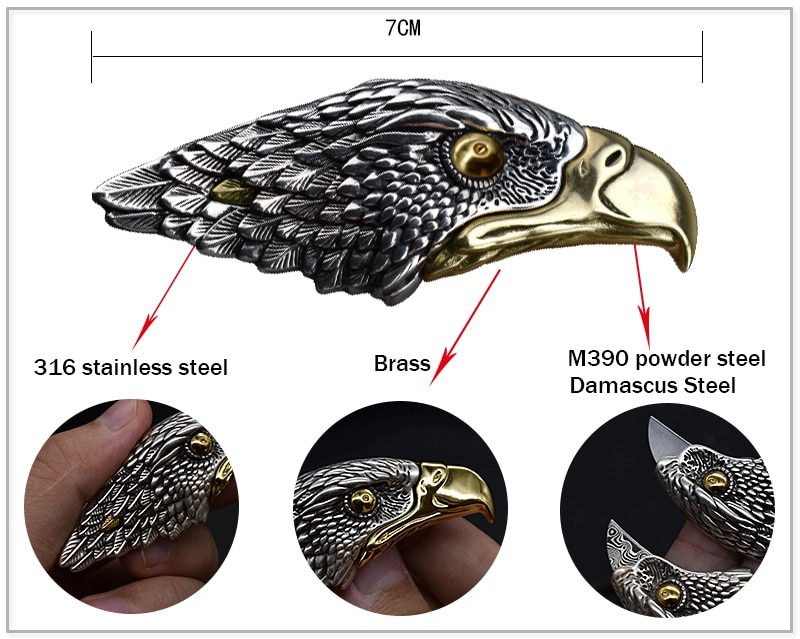 Damascus Steel Ghost Head Knife Skull Tea Cone Handmade Tea Needle M390 blade Camping Tool Self-defense Knife Fixed Blade knife