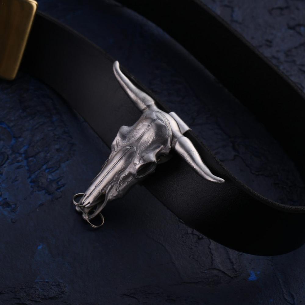 Camping Survival Cow Skull Folding Cutter Faux Taxidermy Carved Texas Longhorn Car Decoration Belt Buckle Pendant Survival Tool