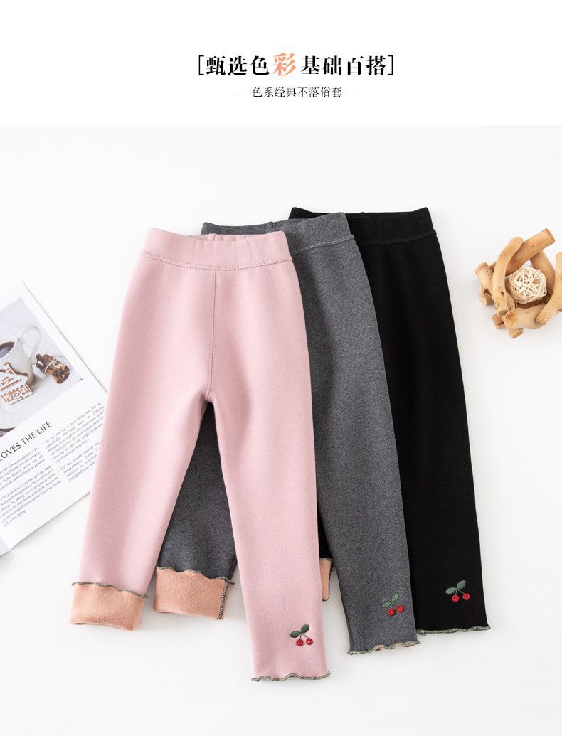 Girls Cherry Pants Kids Leggings 2-9Y Children Clothing Winter Cotton Leggings Warm Baby Girl Pants High Quality