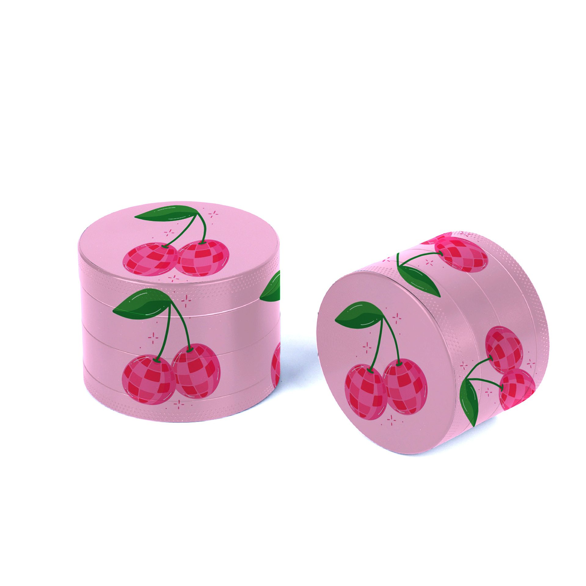 Cherry Pattern Pink Grinder For Girls 4-layer Grinder Abrader Zinc Alloy Tools Accessory Dropship