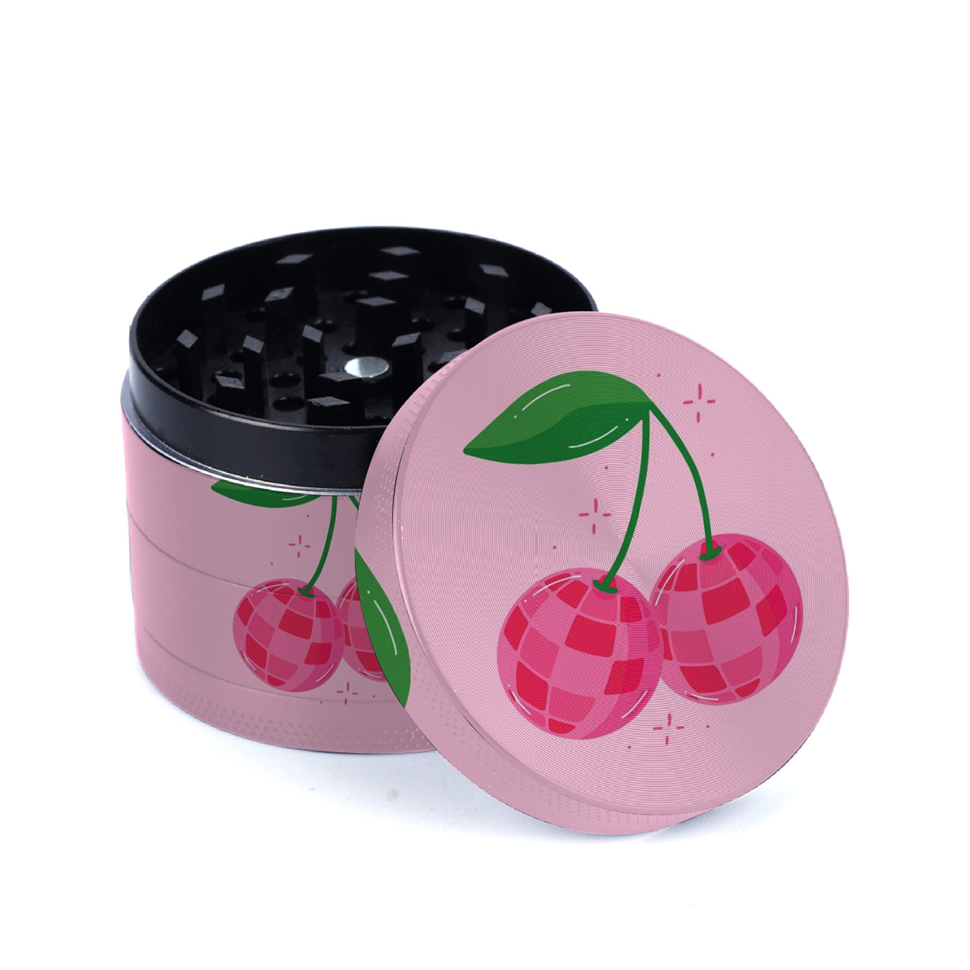 Cherry Pattern Pink Grinder For Girls 4-layer Grinder Abrader Zinc Alloy Tools Accessory Dropship