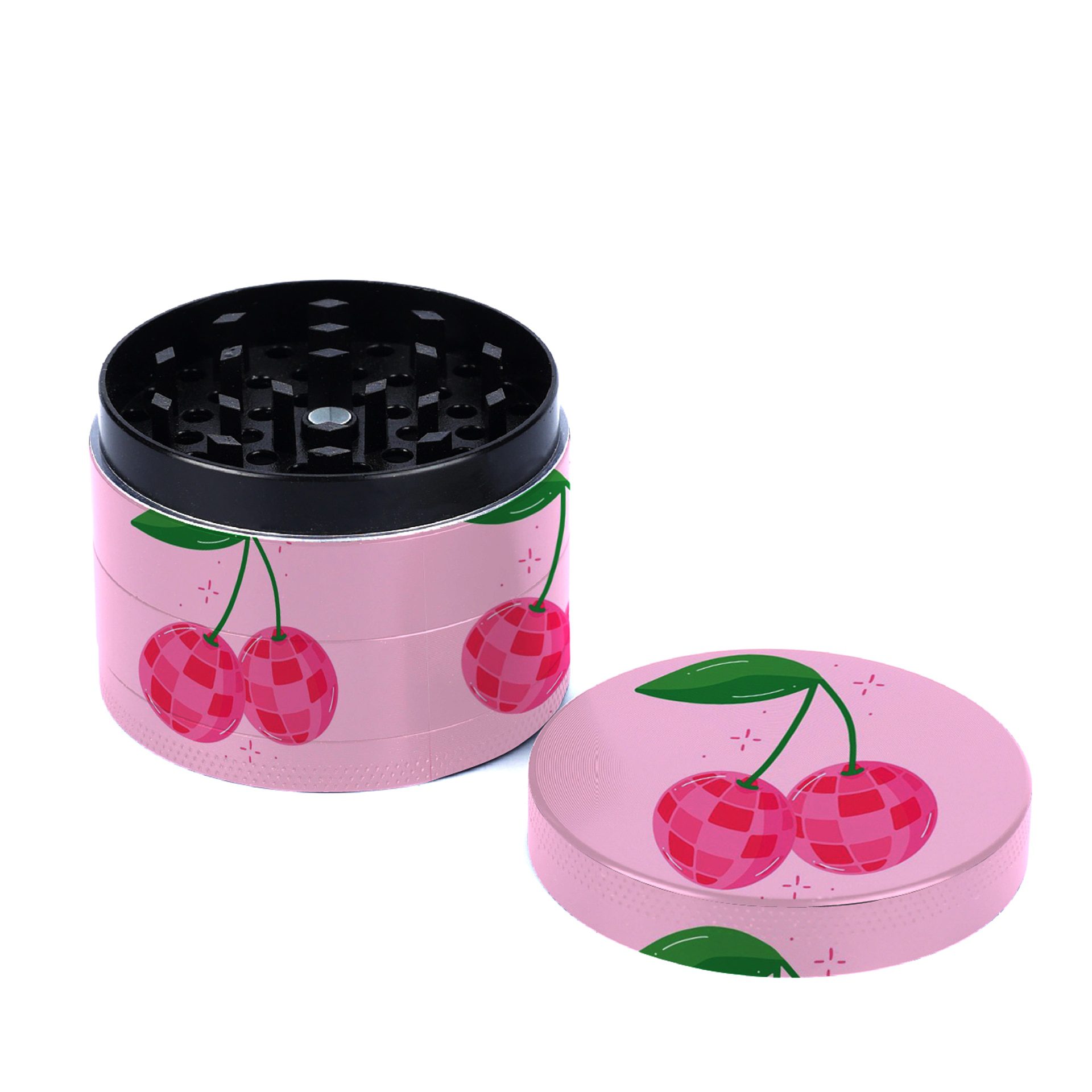 Cherry Pattern Pink Grinder For Girls 4-layer Grinder Abrader Zinc Alloy Tools Accessory Dropship