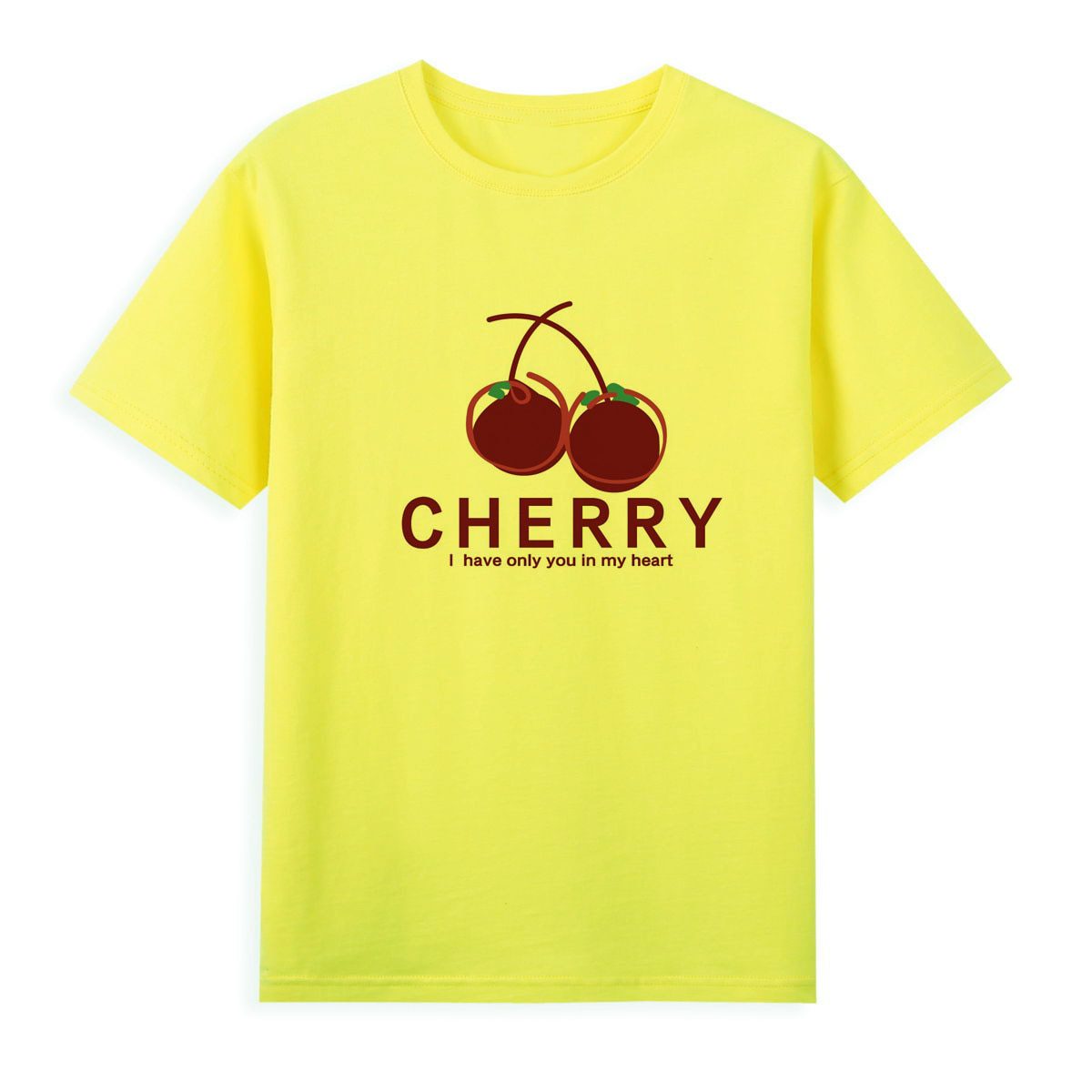 Hand-painted cherry cute print T-shirt Exclusive sale of pink beautiful short-sleeved women Brand summer short sleeve A1-19