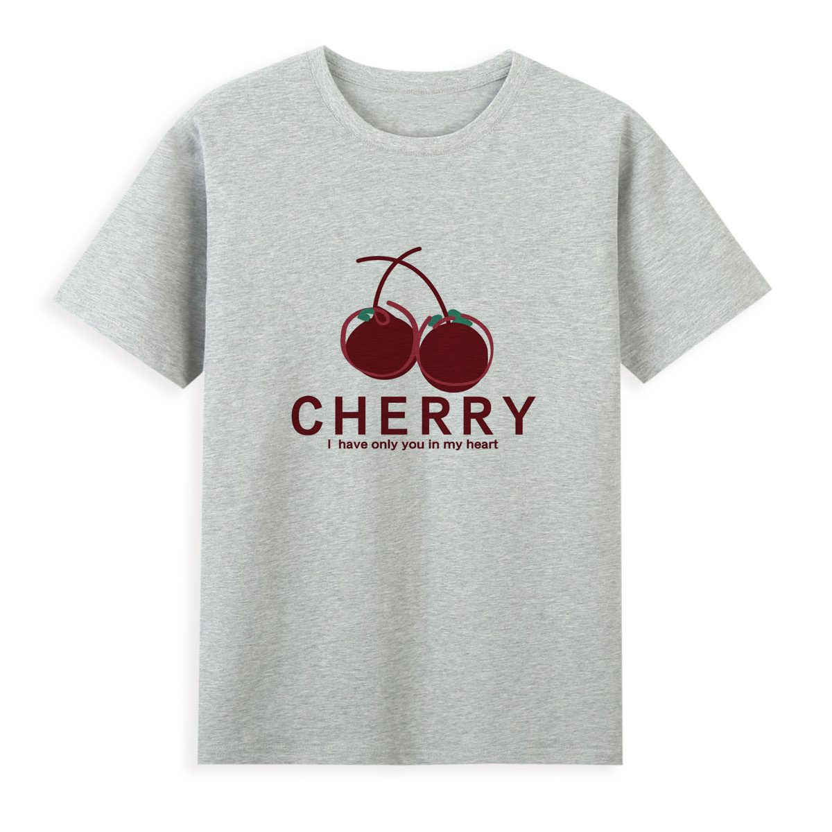 Hand-painted cherry cute print T-shirt Exclusive sale of pink beautiful short-sleeved women Brand summer short sleeve A1-19