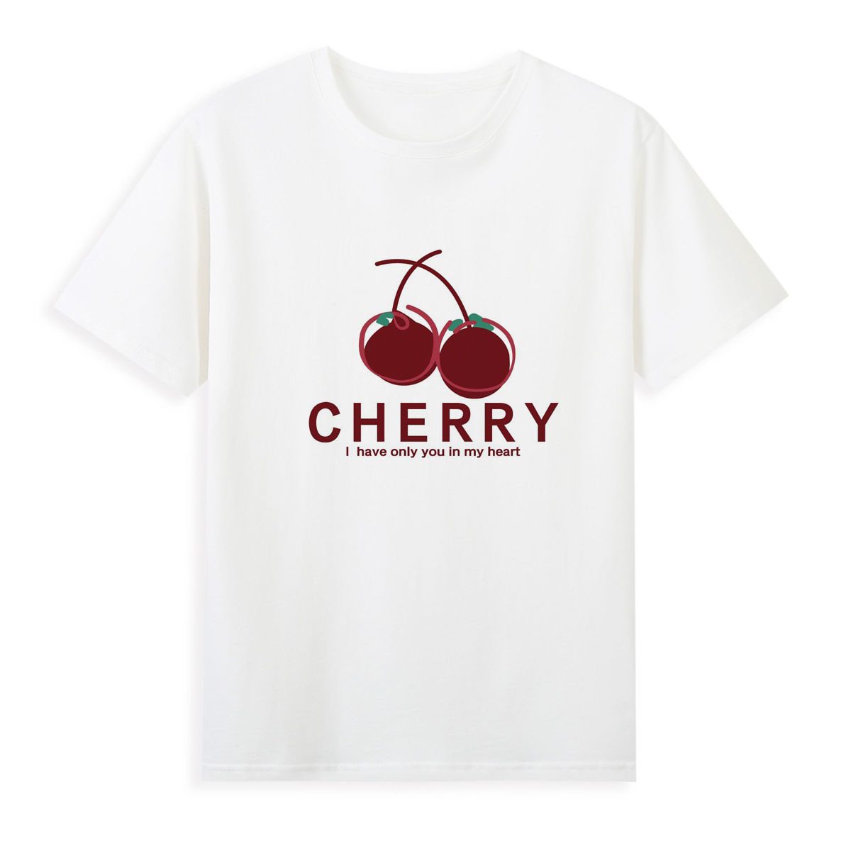 Hand-painted cherry cute print T-shirt Exclusive sale of pink beautiful short-sleeved women Brand summer short sleeve A1-19