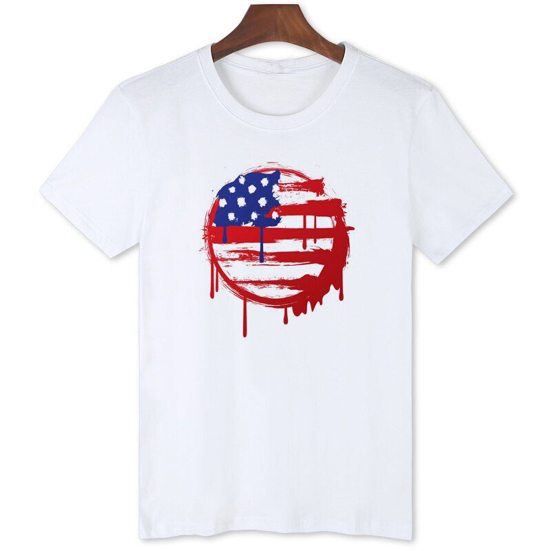 American flag printed T-shirt Hot selling personalized fashion top American men's cool casual shirt B1-43