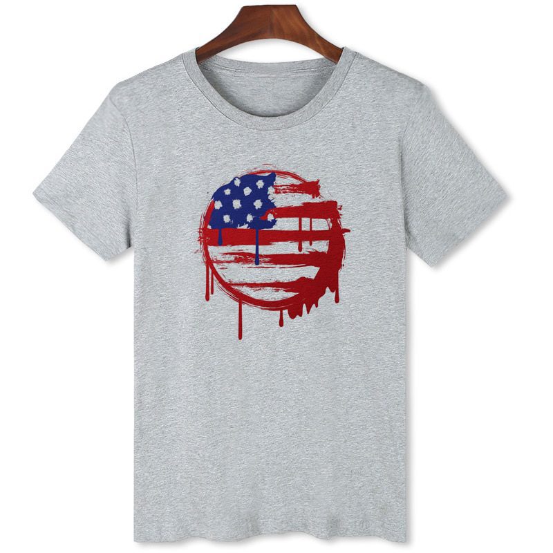 American flag printed T-shirt Hot selling personalized fashion top American men's cool casual shirt B1-43