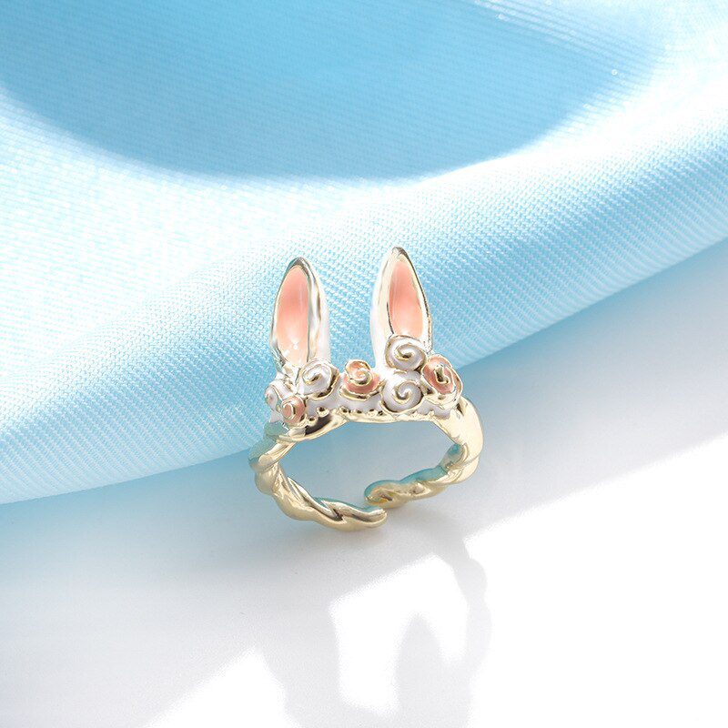 Sweet Cute Rabbit Open Rings For Women Kids Lovely Animal Ear Tail Rose Wedding Party Finger Cuff Jewelry Girls Gifts Anillos
